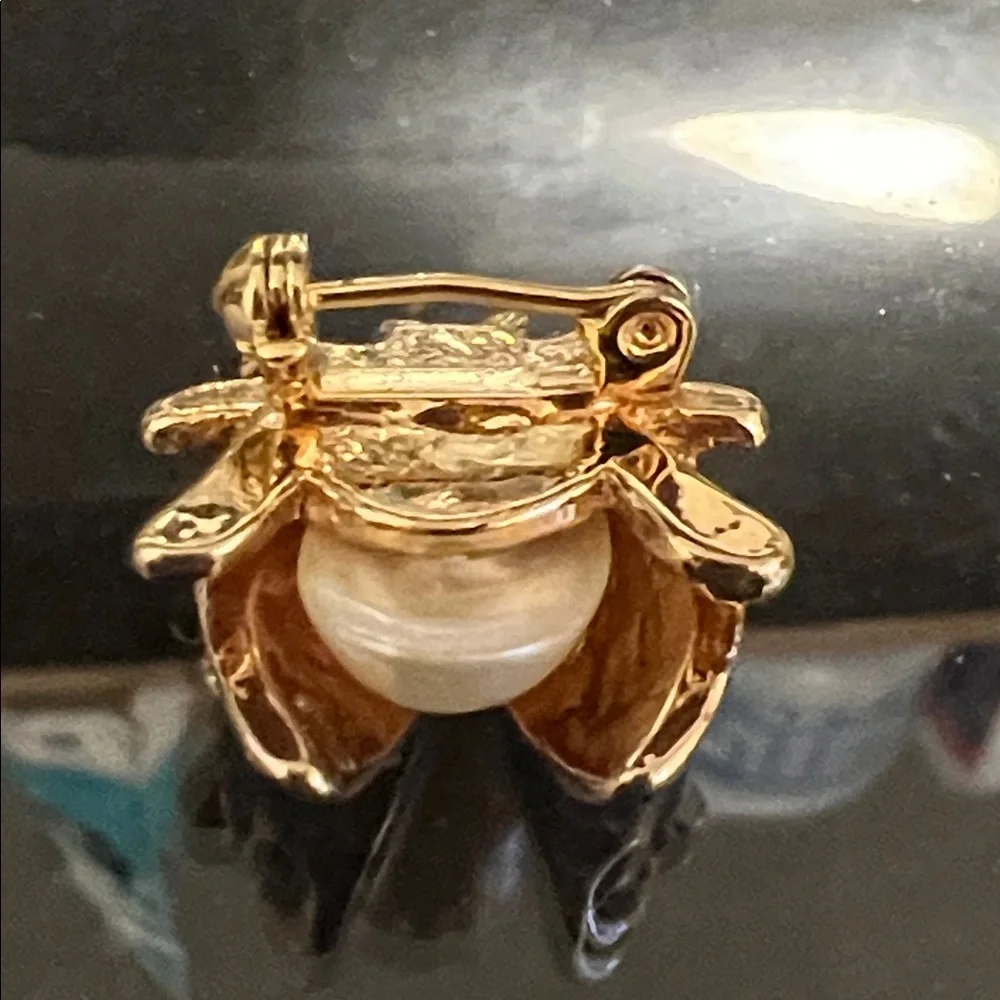 Elegant Gold and Silver Crystal Lady Bug Brooch